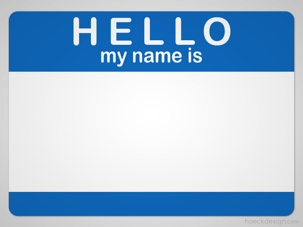 Hello My Name Is Nametag PSD