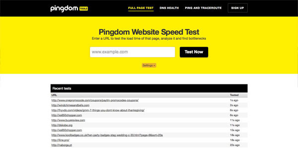 Pingdom - Loading Speed Ranking Tool