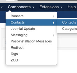 Contacts Menu - Joomla Author Info